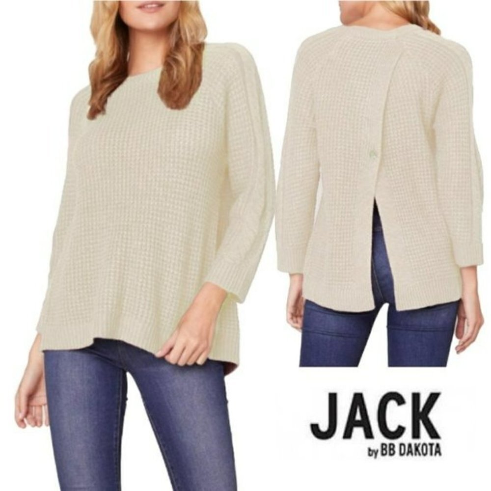 NWT Jack by BB Dakota Back Split Cable Knit Sweater Top